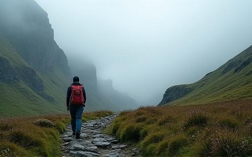 Scenic hiking trail in the Scottish Highlands